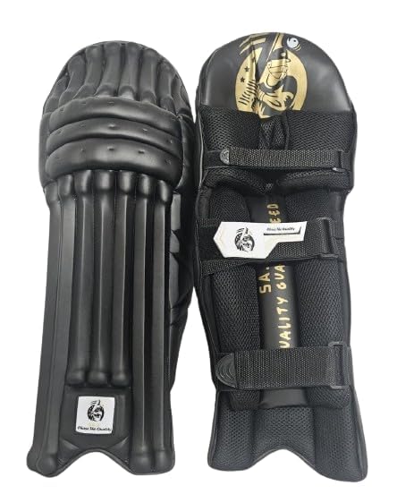 S.A. Industries Max Cricket Cotton Batting Legguard Pad with Lightweight | Comfortable Inner Lining, Enhanced Knee and Shin Protection (Black)