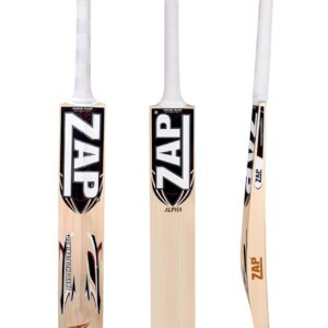 ZAP Alpha Cricket Bat | Grade 1 Kashmir Willow (Short Handle-Full) | Leather Bat | Lightweight, Thick Edges, Angled Toe & Superb Balance